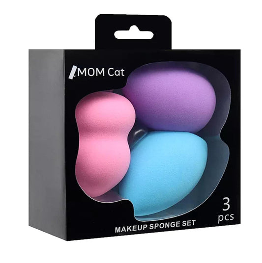 MOM Cat High Quality 3 Piece Foundation Puff Latex Free Makeup Sponge